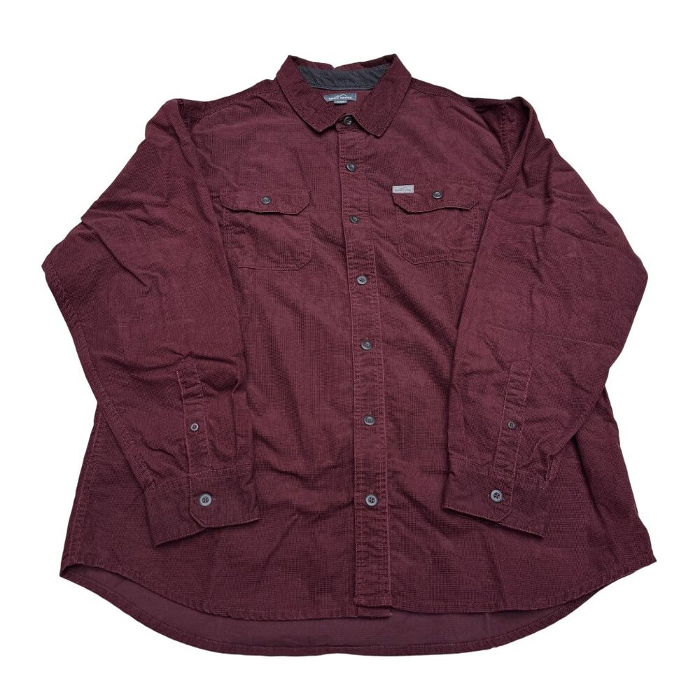 Eddie Bauer Men's 100% Cotton Cross Cut Cord Button Up LS Shirt, Size XL